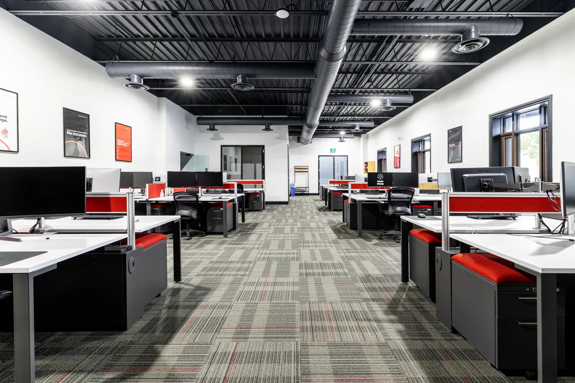 Open workspace with plug-and-play desks