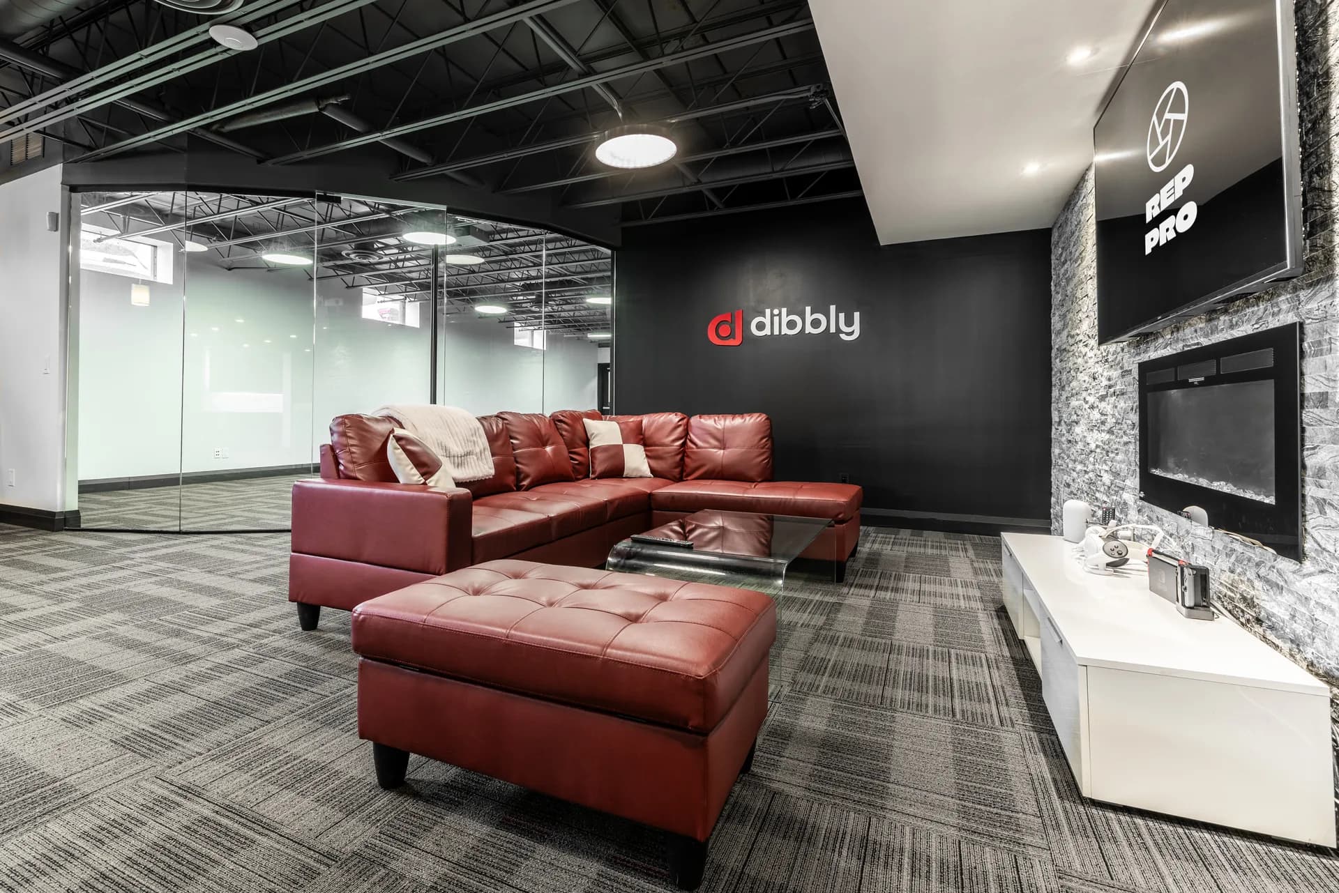 Couch area with gaming console